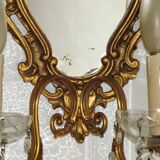 French Antique Gilt Bronze Double Light Crystal Mirrored Wall Sconce 4806