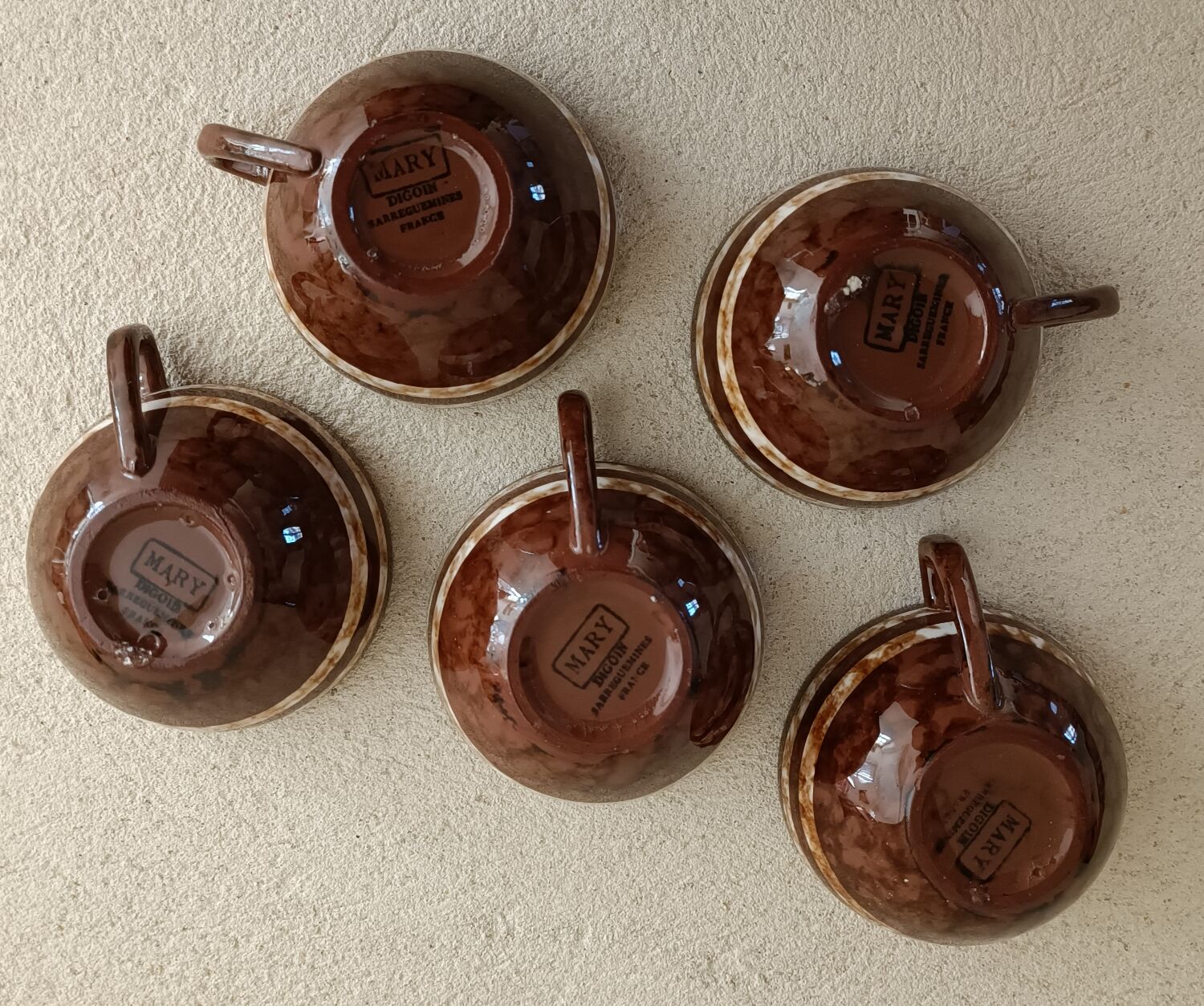 Set of 5 cups and 1 milk jug Mary Sarreguemines