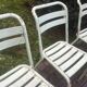 4 chaises vintage tolix bois et métal vert d'eau 1950