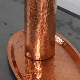 Vase and tray in hammered copper, Suede circa 1960
