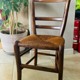 Louis Philippe straw chair from the 19th century in solid walnut, dowelled.
