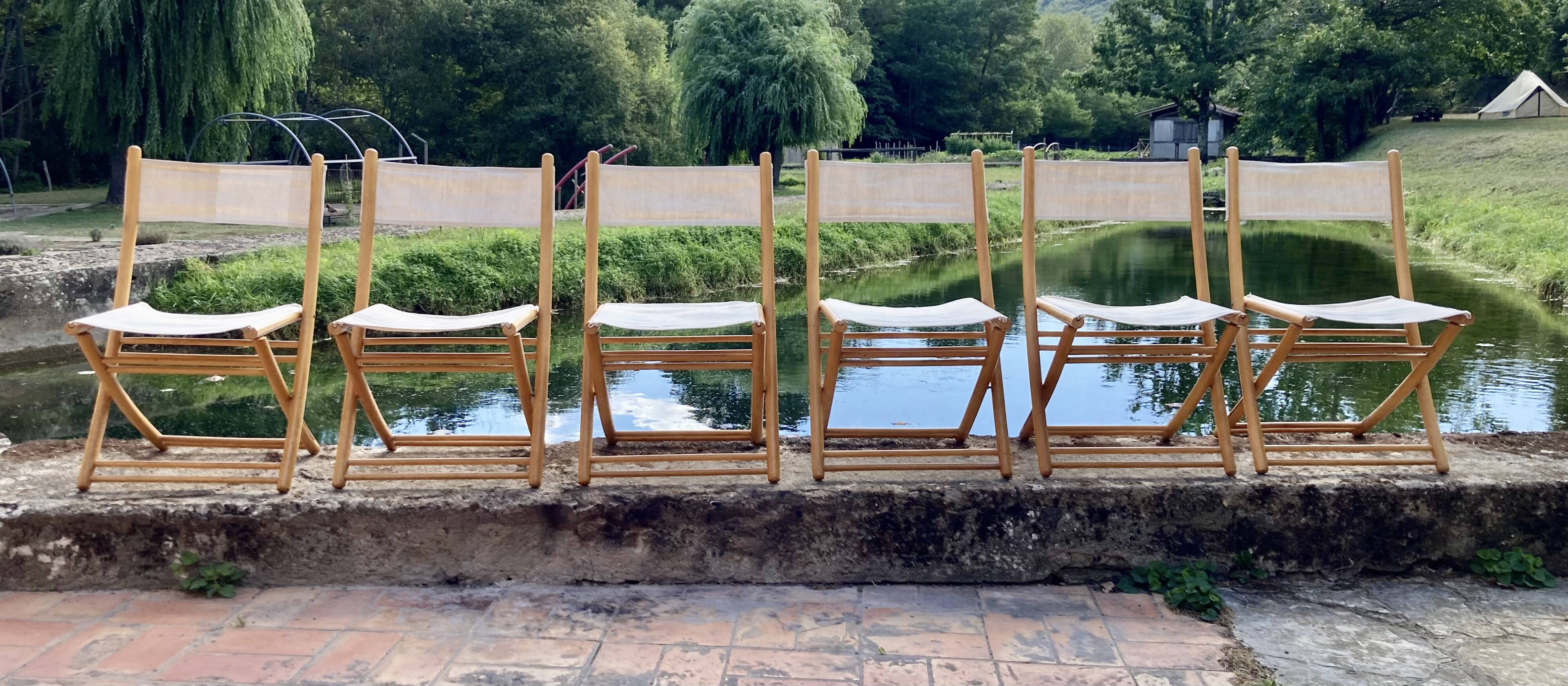 Set of 6 "design 1960" folding chairs.