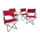 Lot 4 Renolux camping armchairs folding iron and red fabric