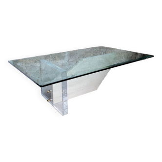 Table basse en verre, marbre et altuglas, Italie