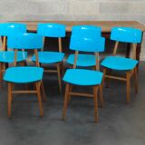 Set of 6 blue chairs TON (Thonet)