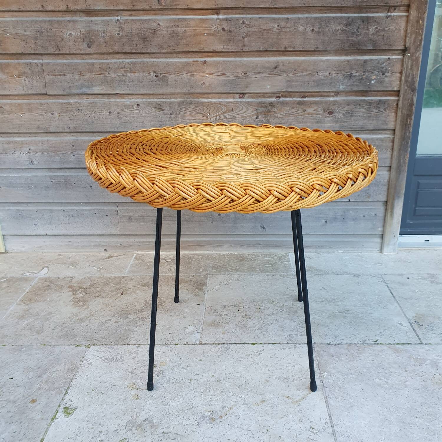 Metal and rattan coffee table
