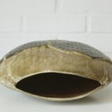 Vintage ceramic floor pampas grass vase brown fat lava pottery Germany 70's