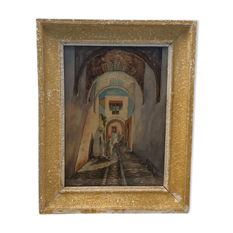 Orientalist painting watercolor tunisia north africa g-trombik 1939