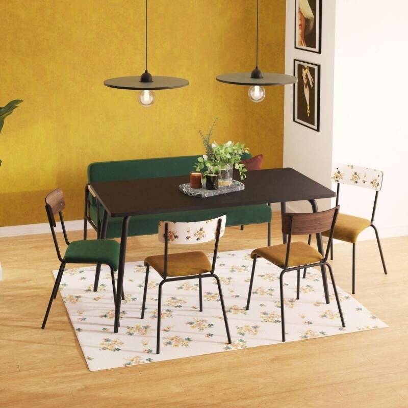 Table vera rectangulaire 6 personnes noire