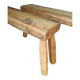Pair of 2 patinated solid wood benches / stools