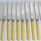 12 fruit knives, dessert knives, serving knives, engraved silver blades.