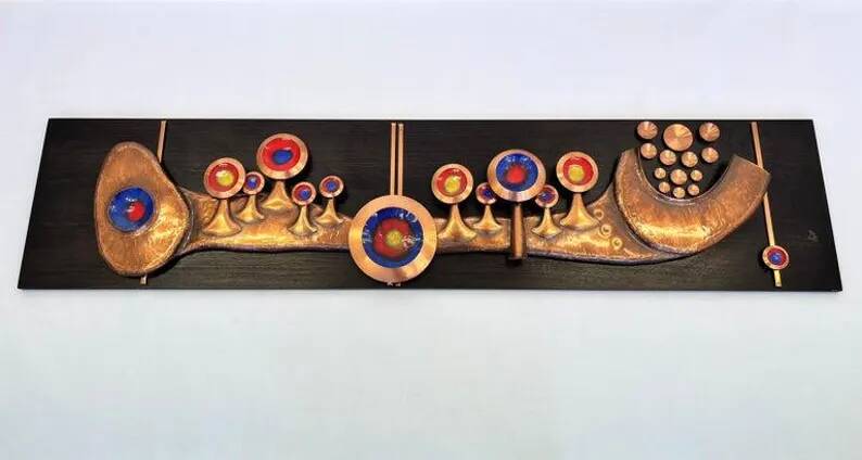 Monumental Unique Midcentury Brass / Copper Wall Sculpture, Germany, 1970s