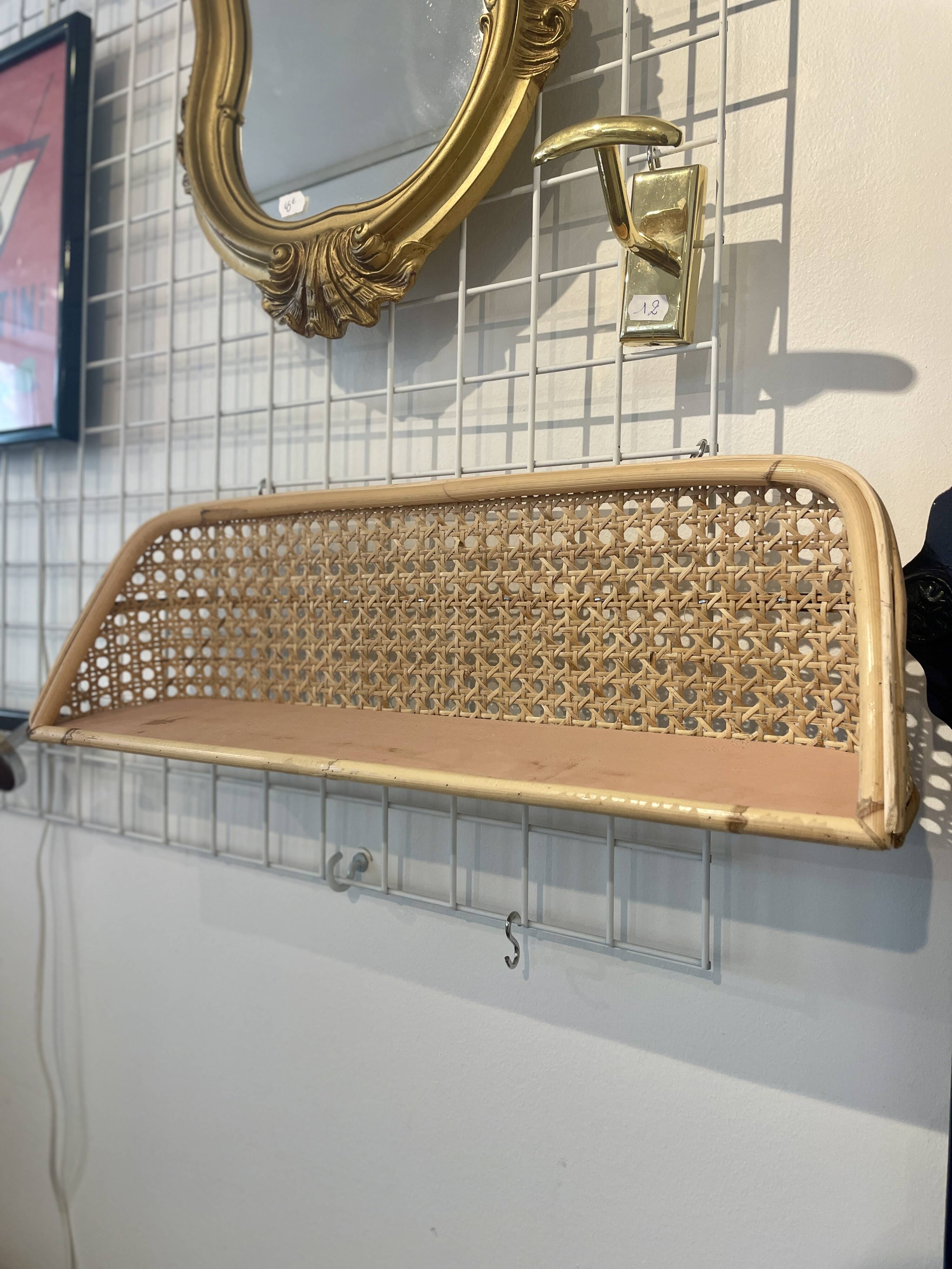 Cane wall shelf