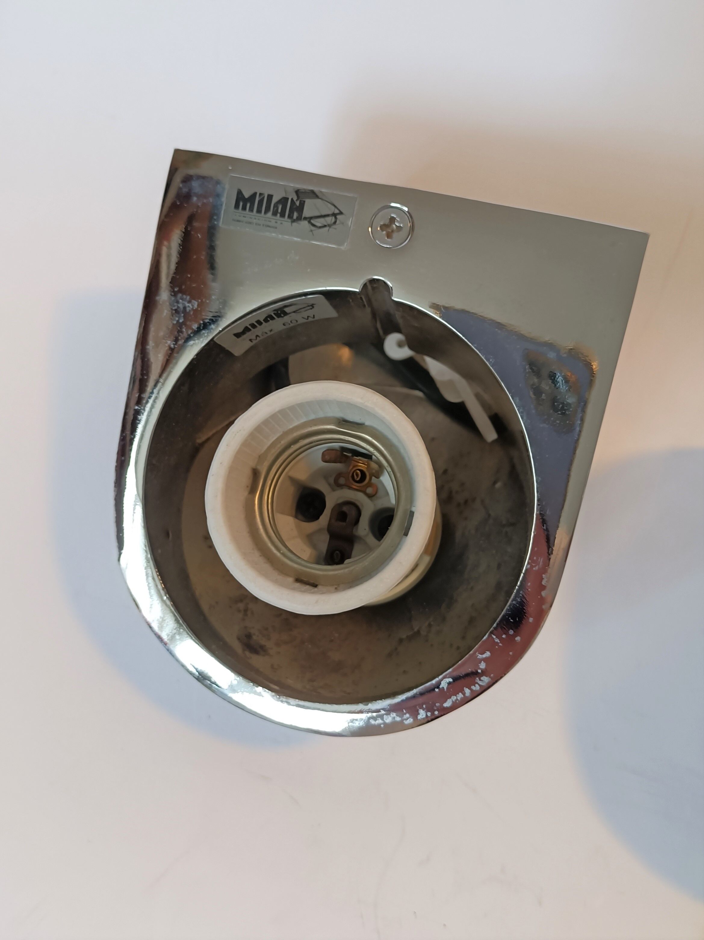 Pair of Milan Illuminacion wall lamps chrome and opaline 1970