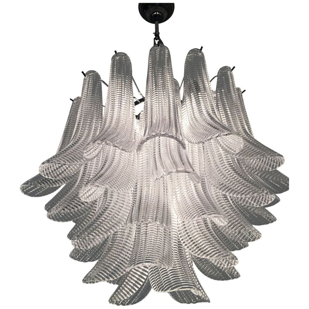 Striped “selle” murano glass chandelier