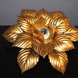 Pair of wall lamps or ceiling lamps in gold metal around 1980