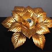 Pair of wall lamps or ceiling lamps in gold metal around 1980