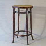 Stool: Bentwood, by Fischel around 1900, caned.
