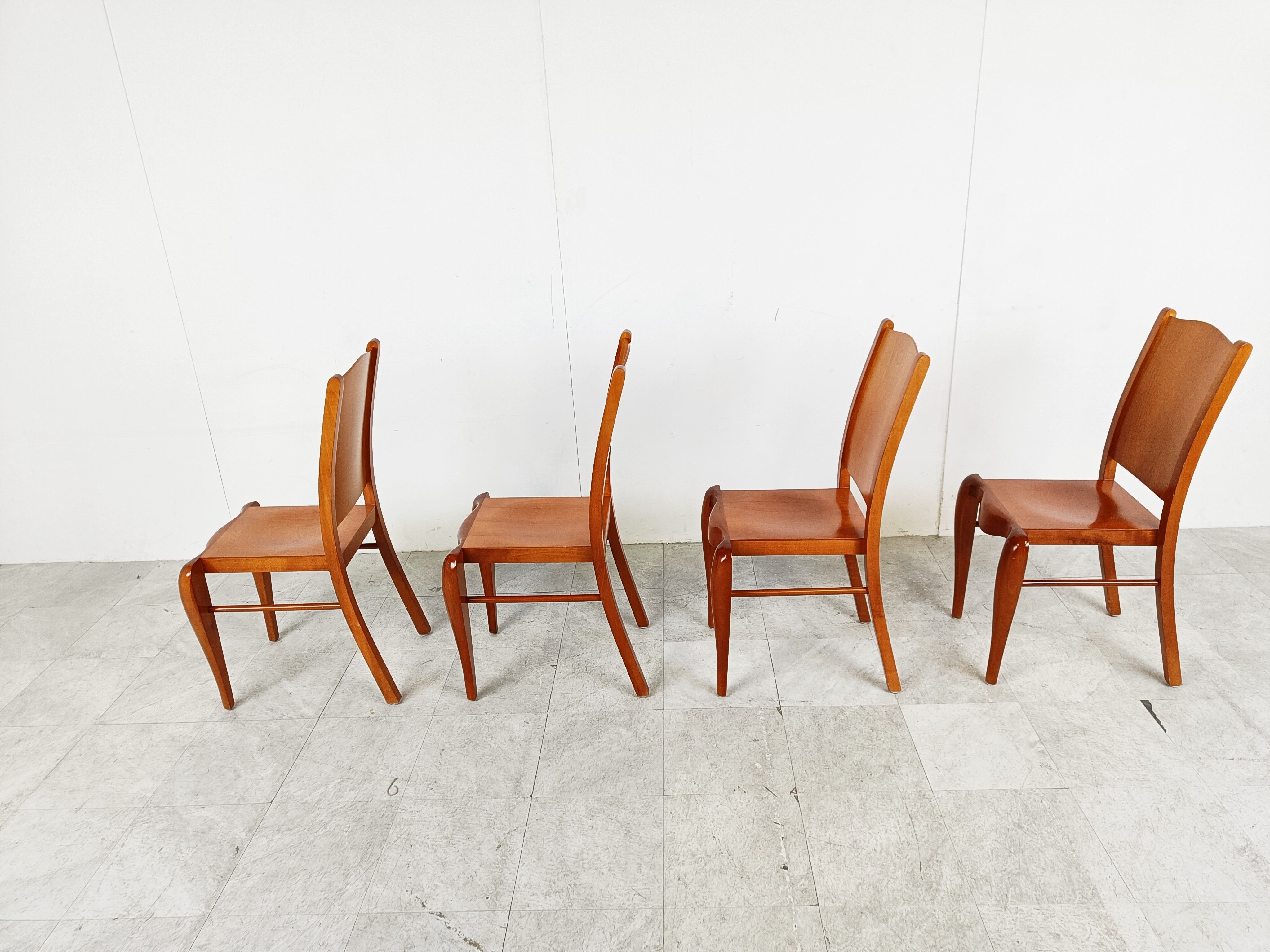 Set of 4 wood dining chairs by Philippe Starck 1989