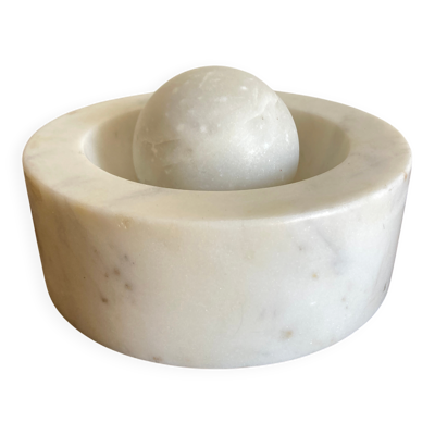 Cendrier Space Age XXL en marbre blanc design italien 1970