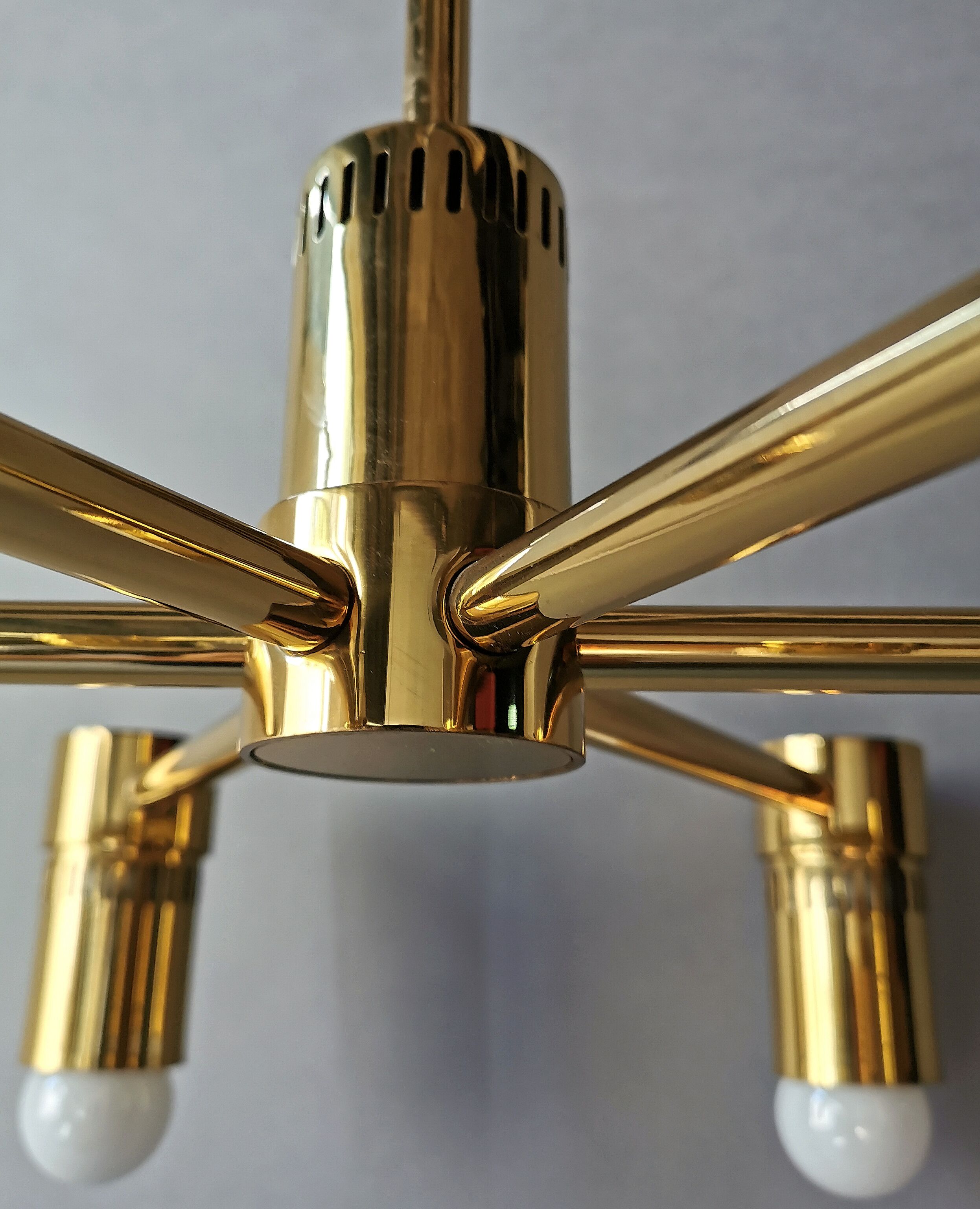 Luster 6 Italian gilded brass fires 1970