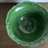 1960s Biot glazed earthenware salad bowl with XL green scalloped edges