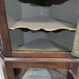 Encoignure anglaise XIXème en noyer, acajou et chêne