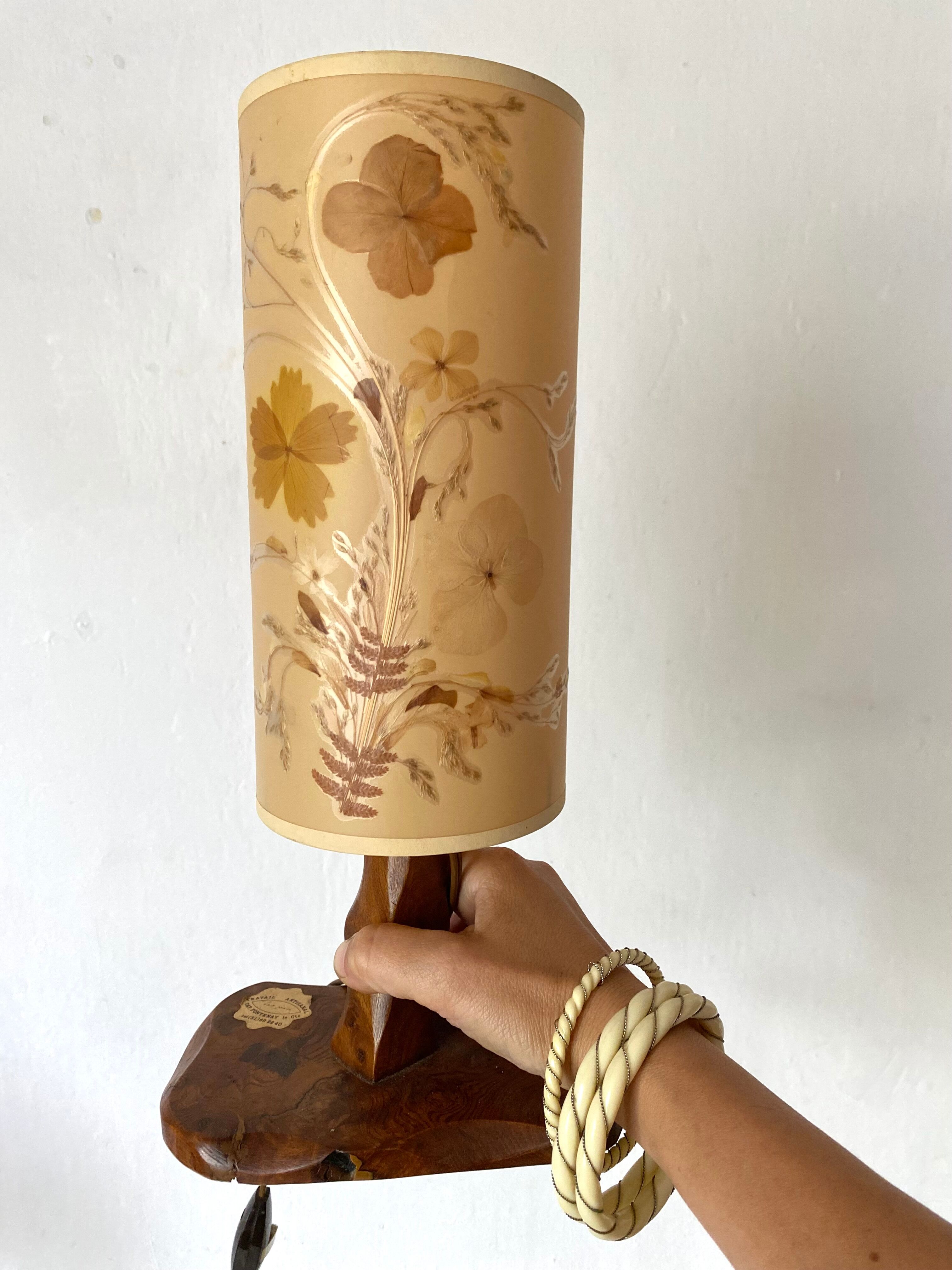 Vintage elm and dried flower lamp