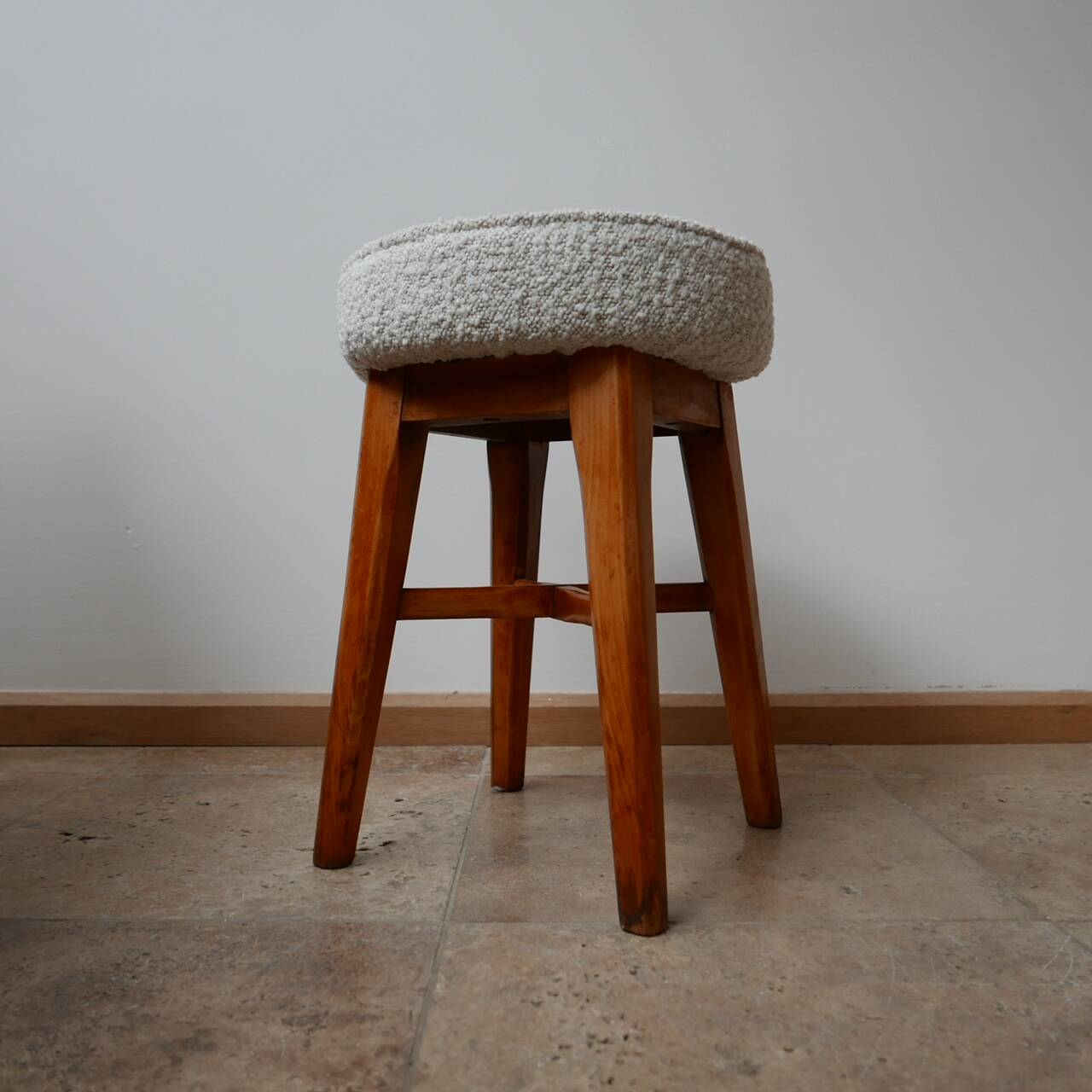 Pair of English Mid-Century Stools with Fresh Upholstery
