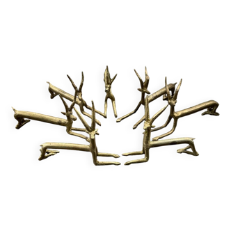 7 portes couteaux « antilopes » anciens en laiton