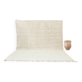 Extra large Beni Ourain rug 410×300 cm – Ivory Moroccan wool rug with minimal geometric pattern, GO-1001