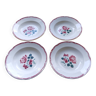 4 assiettes creuses motifs roses, vintage  - Ebréchure sur le dessus sur une assiette.