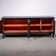 Black oak brutalist sideboard by Jean Batenburg with graphical doors for MI, Belgium