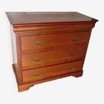 3-drawer chest of drawers with sliding shelf - Louis Philippe style - cherry color