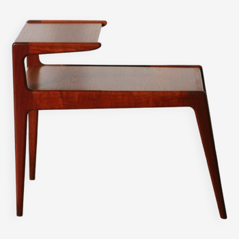 Table d'appoint scandinave en teck à double plateau - Kurt Ostervig