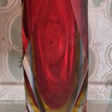 Murano sommerso diamond vase very good condition 21cm old vintage glass
