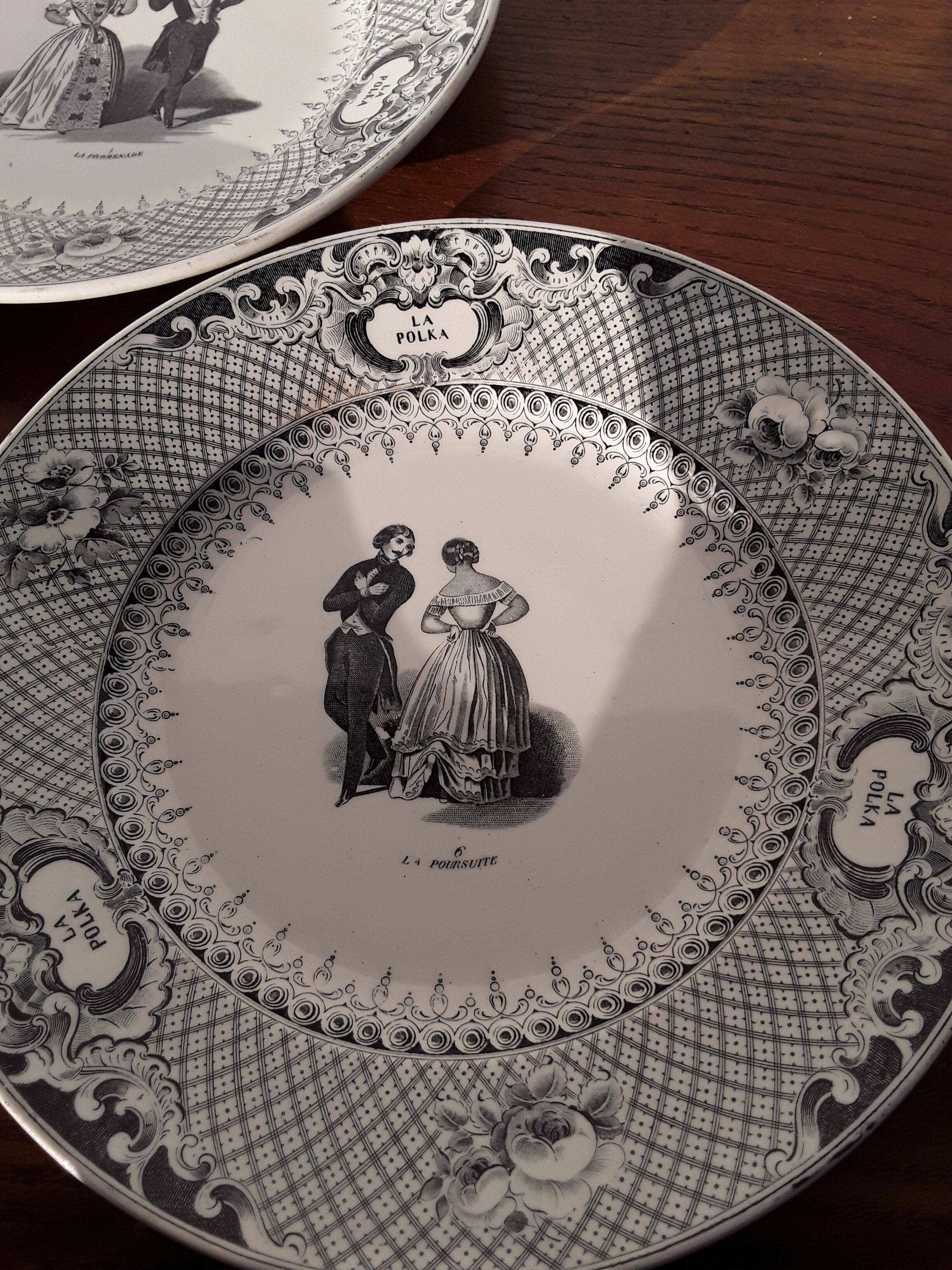 9 creil and Montereau dance themed plates