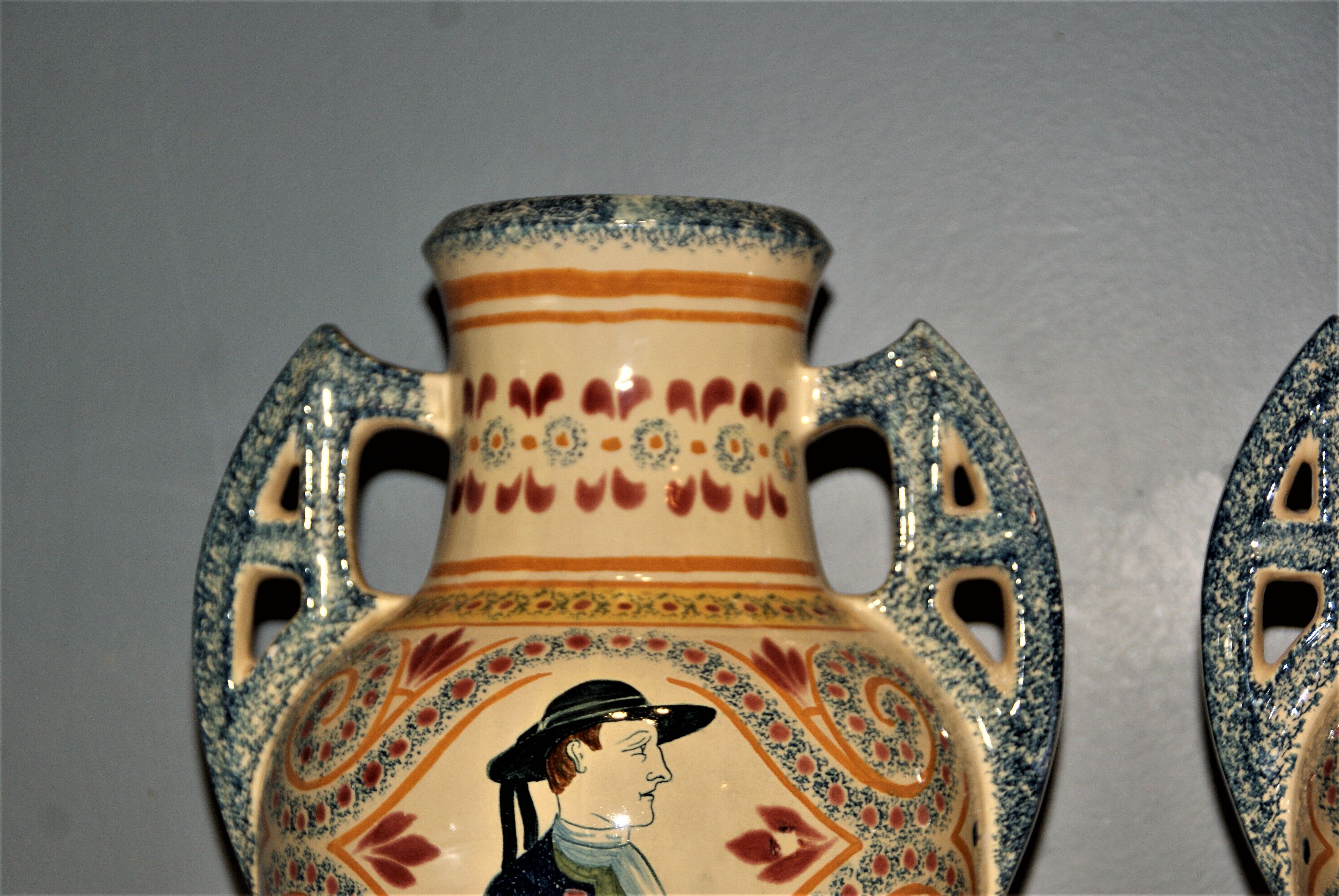 Pair of vases signed Henriot Quimper