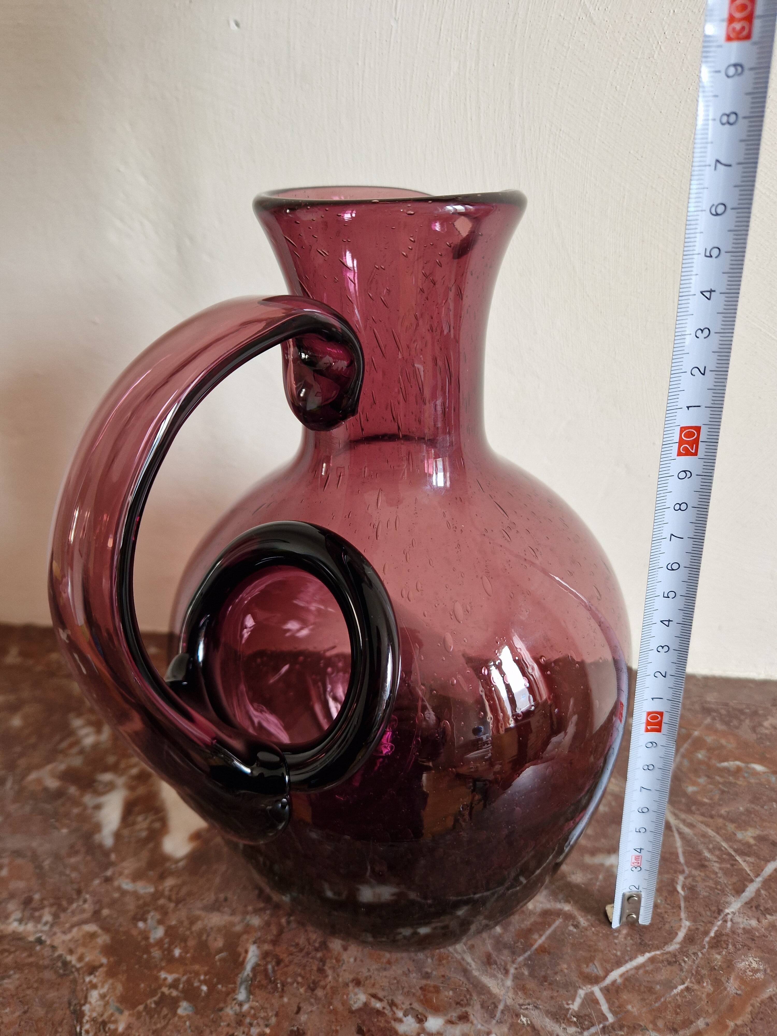 Amethyst blown glass bubble ice carafe Biot