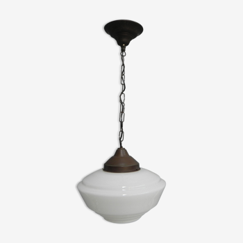 Lampe suspendue avec chaîne et boule de verre étagée