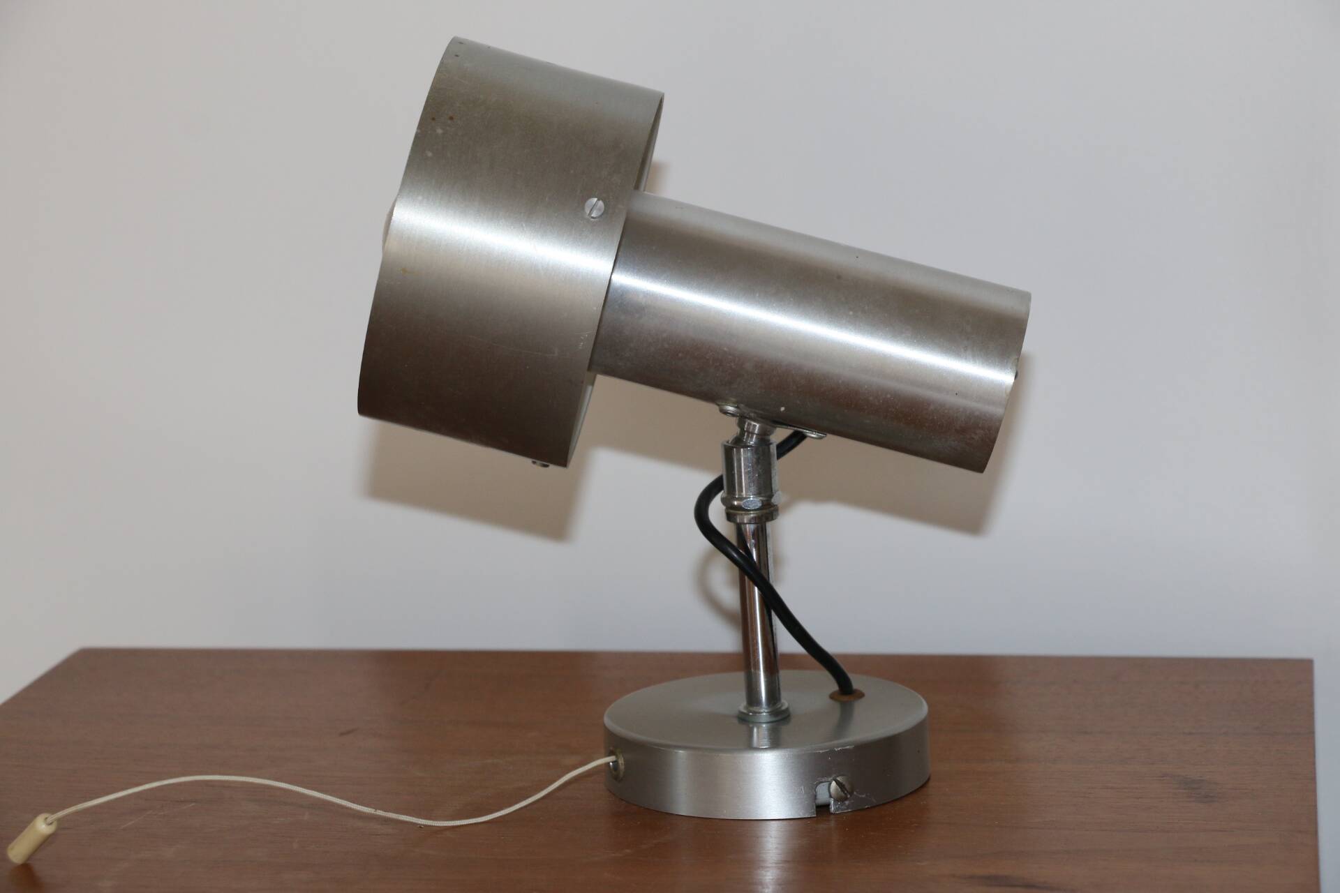 Pair of brushed metal wall lights 1970