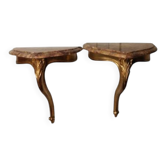 Consoles d'applique bois doré et marbre style Louis XV