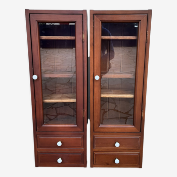 Pair of wall display cases