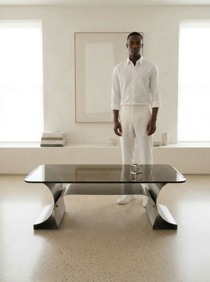 Coffee table by François Monnet for Kappa, France, 1970s — original glass