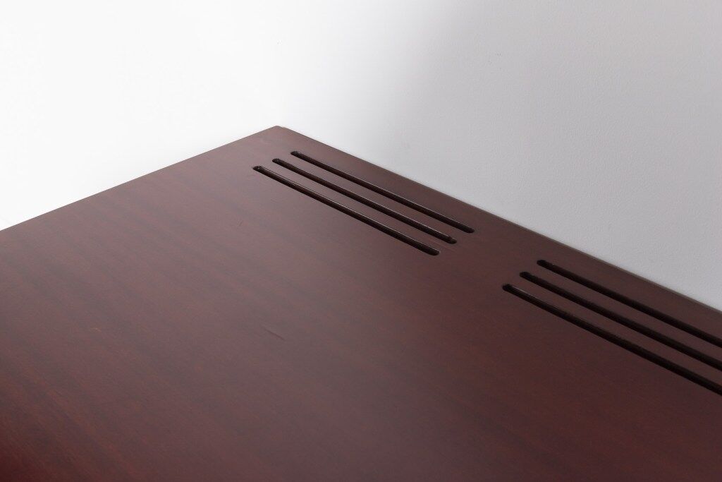 Vintage bar cabinet with brass markings