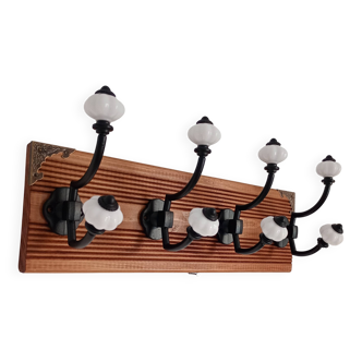 Vintage-style wall coat rack – 4 double hooks – 40 cm