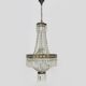 Old large 3-light hot air balloon chandelier in bronze, glass pendants.