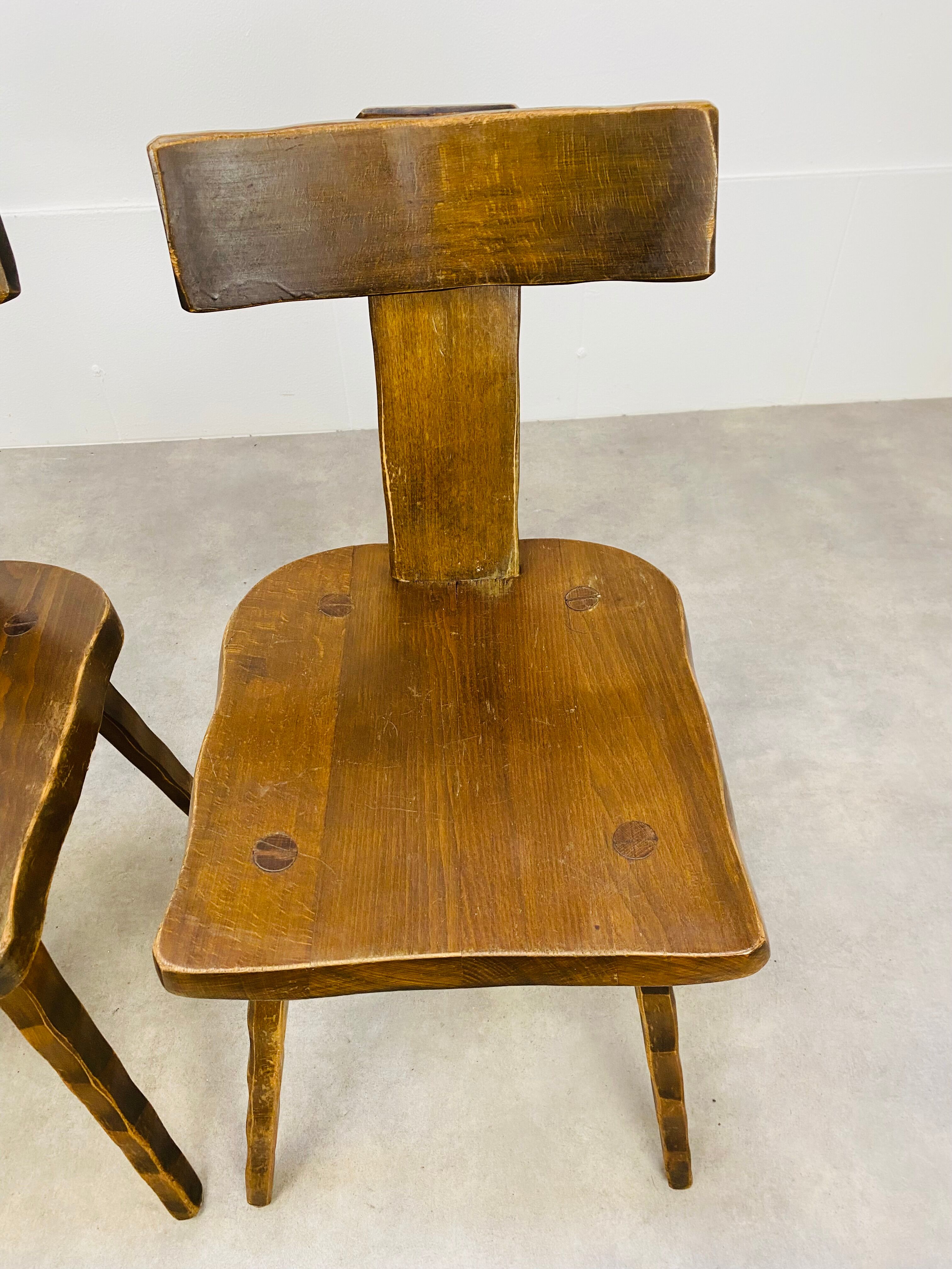 3 T chairs brutalists solid wood