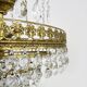 Chandelier, brass crown ceiling light, 5 floors, 3 lights, glass pendants. 60s