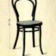 Set de 5 chaises Thonet N°14 1/2 vers 1910 cannages